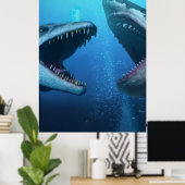 Mosasaurus versus megalodon poster (Thuiskantoor)