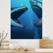 Mosasaurus versus megalodon poster (Keuken)