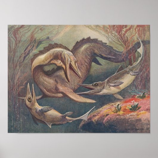 Mosasaurus vs. Ichthyosaurus Print (Voorkant)
