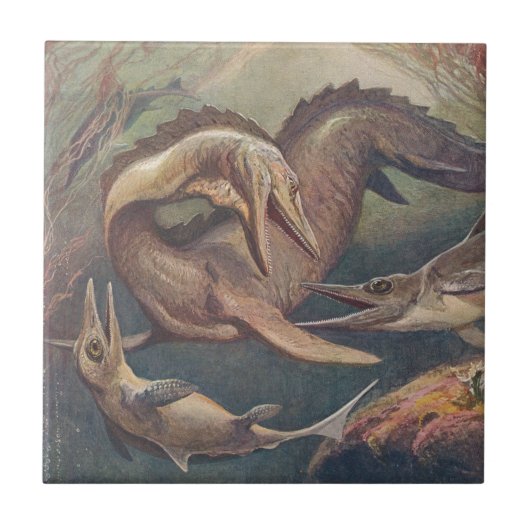  Mosasaurus vs. Ichthyosaurus Print Tegeltje (Voorkant)