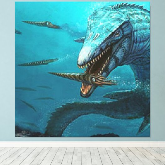 Mosasaurusjacht Canvas Afdruk (Insitu (Houten vloer))