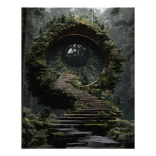 Mosbos Portaal Pad Fantasie Kunst Perfect Poster