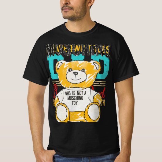 Moschino JERSEY T-SHIRT BRUSHSTROKE TEDDY BEAR (Voorkant)