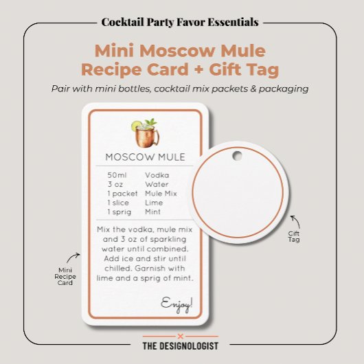 Moscow Mule Mini Cocktail Recipe Card Informatiekaartje