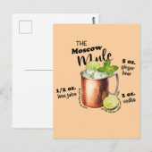 Moscow Mule Recept Bar Art Briefkaart (Voorkant / Achterkant)