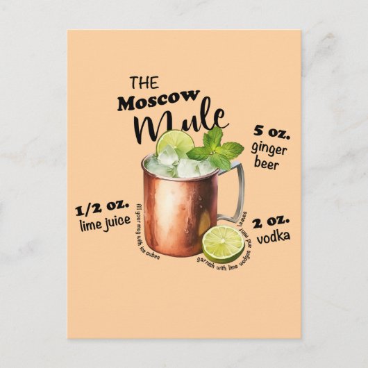 Moscow Mule Recept Bar Art Briefkaart (Voorkant)