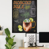Moscow Mule Recept Chalkboard Cocktail Bar Art Poster (Thuiskantoor)