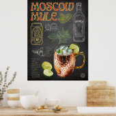 Moscow Mule Recept Chalkboard Cocktail Bar Art Poster (Keuken)