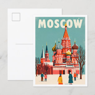 Moscow Russia Art Vintage Illustratie Reizen Briefkaart