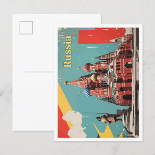 Moscow Russia Pop Art Travel Illustration Briefkaart
