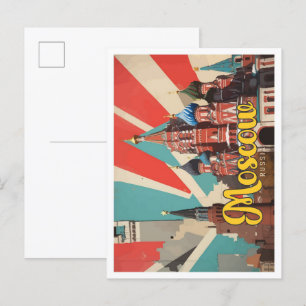 Moscow Russia Pop Art Travel Illustration Briefkaart