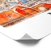 Moscow Russia Travel Waterverf Hand getekend Poster (Hoek)