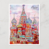 Moscow Russia vintage reizen waterverf Briefkaart (Voorkant)