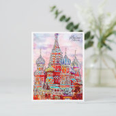 Moscow Russia vintage reizen waterverf Briefkaart (Staand voorkant)