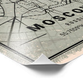 Moscow russipe map print poster canvas (Hoek)