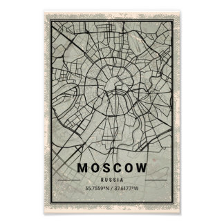 Moscow russipe map print poster canvas