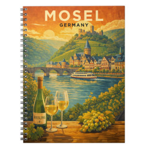Mosel Duitsland Wijnregio Vintage Reis Kunst Notitieboek