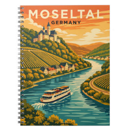 Mosel Duitsland Zonsondergang Vintage Reis Kunst Notitieboek