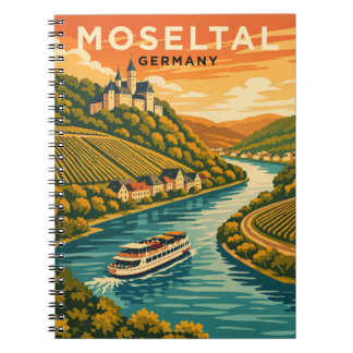 Mosel Duitsland Zonsondergang Vintage Reis Kunst Notitieboek