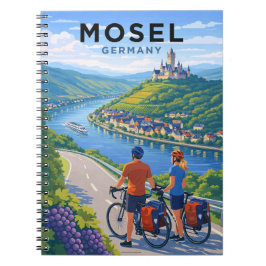 Mosel Germany Cycling Vintage Travel Art Notitieboek