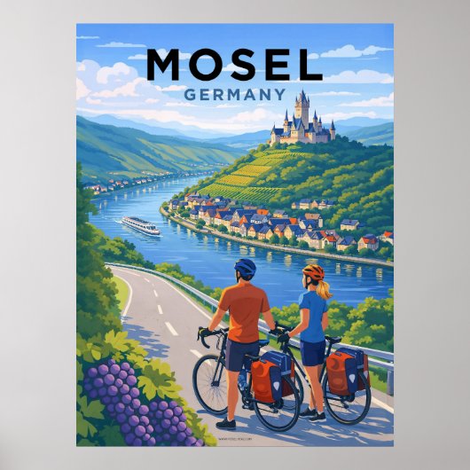 Mosel River Germany Vintage Travel Poster (Voorkant)