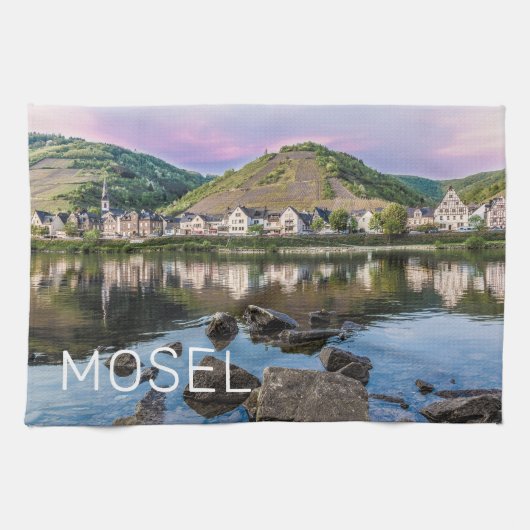 Moselle Ediger Eller Sunset River Cochem Souvenir Theedoek (Horizontaal)