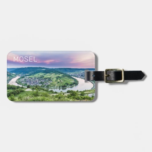 Moselle Loop Sunset Kroev Panorama Duitsland Bagagelabel (Voorkant horizontaal)