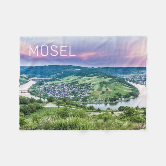 Moselle Loop Sunset Kroev Panorama Duitsland Fleece Deken (Voorkant (Horizontaal))