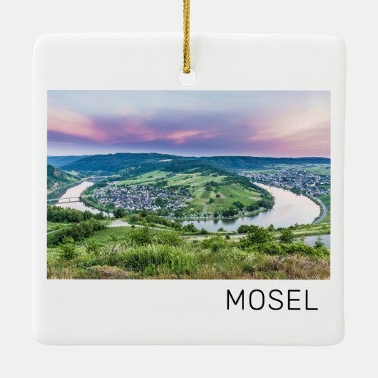 Moselle Loop Sunset Kroev Panorama Duitsland Keramisch Ornament (Achterkant)