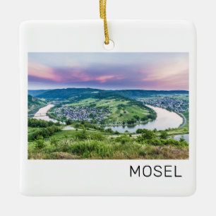 Moselle Loop Sunset Kroev Panorama Duitsland Keramisch Ornament