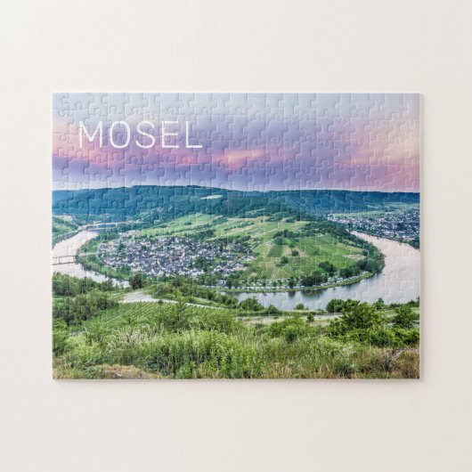 Moselle Loop Sunset Kroev Panorama Duitsland Legpuzzel (Horizontaal)