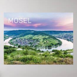 Moselle Loop Sunset Kroev Panorama Duitsland Poster