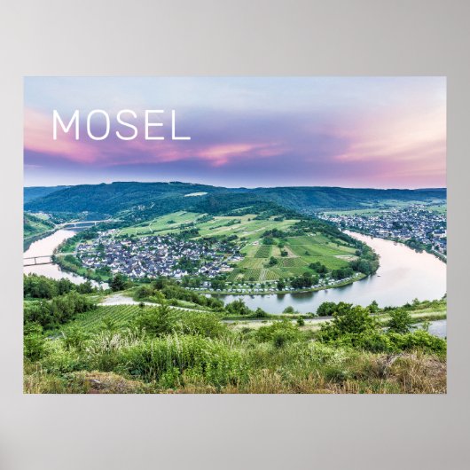Moselle Loop Sunset Kroev Panorama Duitsland Poster (Voorkant)