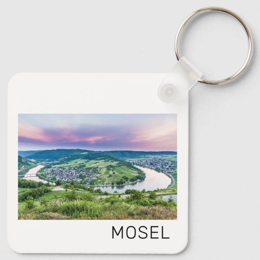 Moselle Loop Sunset Kroev Panorama Duitsland Sleutelhanger (Achterkant)