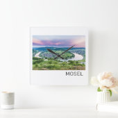 Moselle Loop Sunset Kroev Panorama Duitsland Vierkante Klok (Huis)