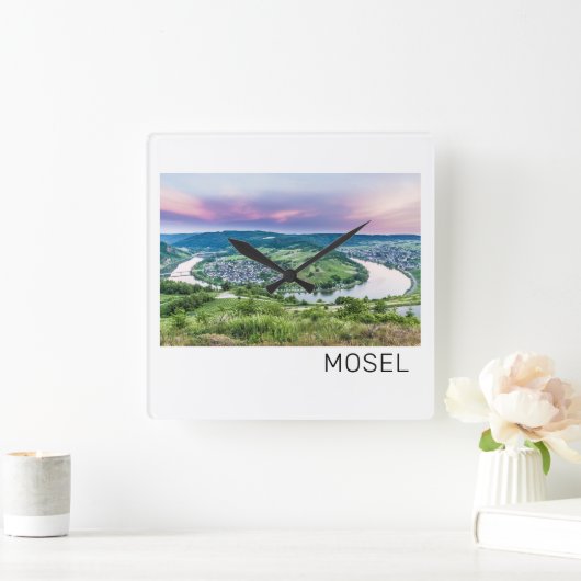 Moselle Loop Sunset Kroev Panorama Duitsland Vierkante Klok (Huis)