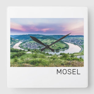 Moselle Loop Sunset Kroev Panorama Duitsland Vierkante Klok