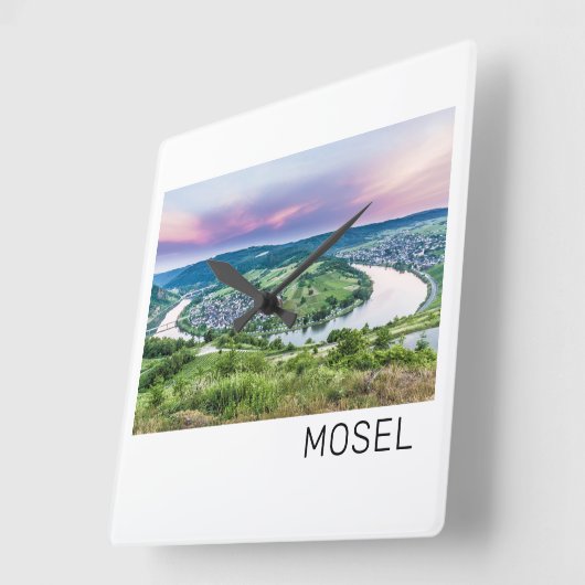 Moselle Loop Sunset Kroev Panorama Duitsland Vierkante Klok (Hoek)