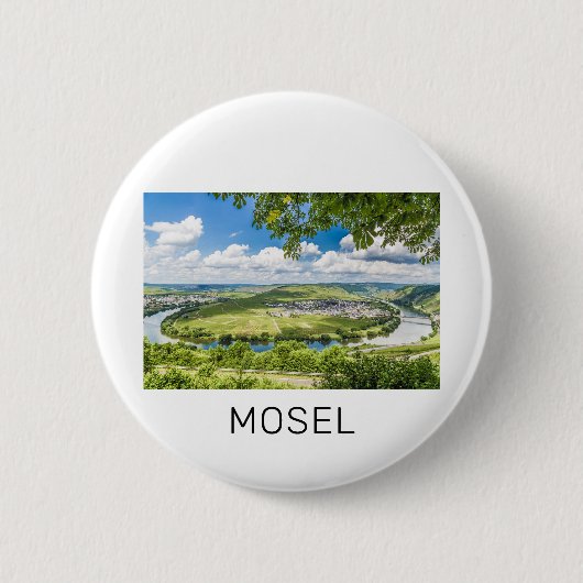 Moselle Loop Trittenheim Panorama Germany Souvenir Ronde Button 5,7 Cm (Voorkant)