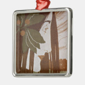 Moser: een decoratieve vlek in rood en groen metalen ornament (Links)