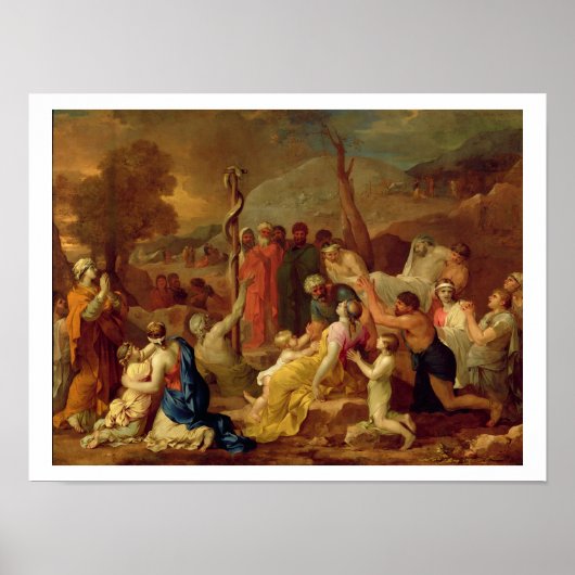 Moses and the Brazen Serpent, c.1653-54 (olie op c Poster (Voorkant)