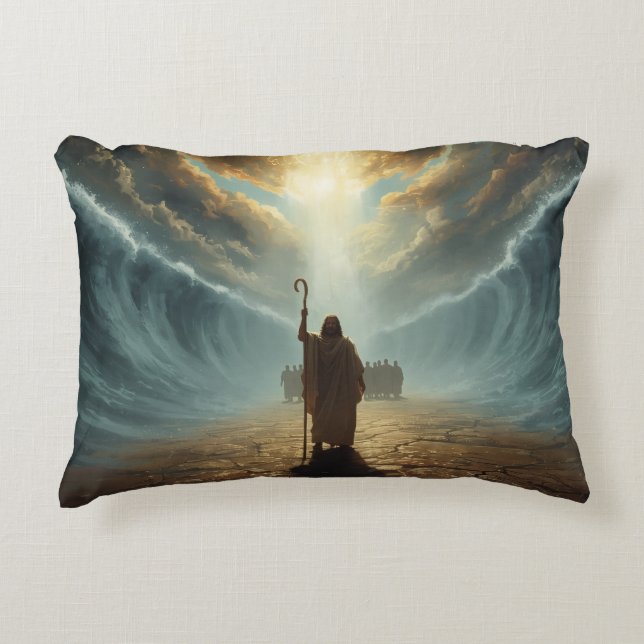 Moses at the Red Sea: Christian Pillow Accent Kussen (Voorkant)