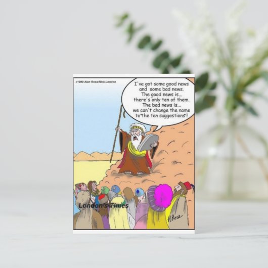 Moses & de Tien Suggesties Funny Gifts & T - shirt Briefkaart (Staand voorkant)