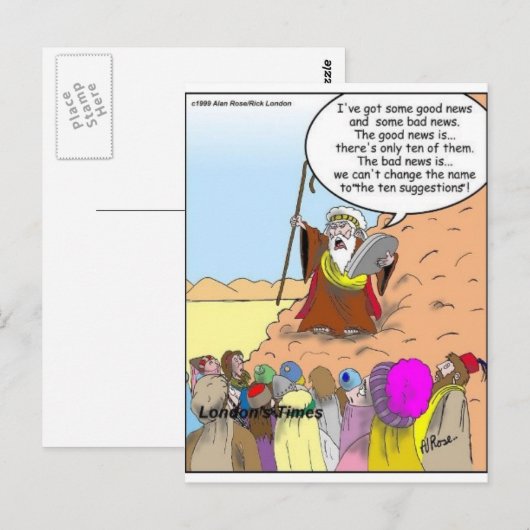 Moses & de Tien Suggesties Funny Gifts & T - shirt Briefkaart (Voorkant / Achterkant)