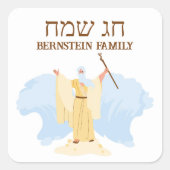 Moses die de Hebreeuwse Passover Gift van het Rode Vierkante Sticker (Voorkant)