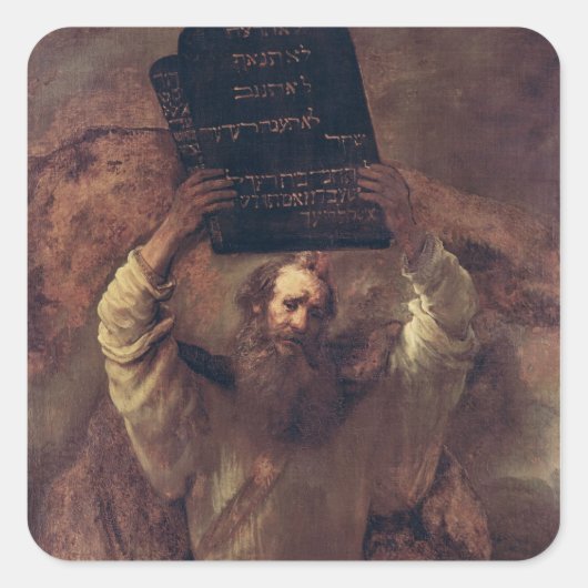 Moses die de Tablets van de Wet verslaan, 1659 Vierkante Sticker (Voorkant)
