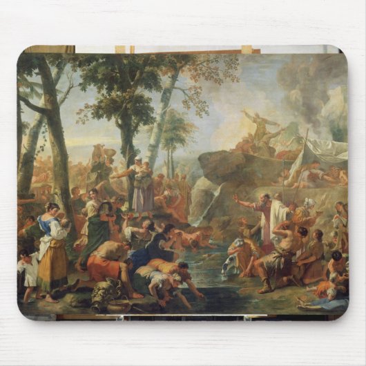 Moses Drawing Water from the Rock (olie op canvas) Muismat (Voorkant)