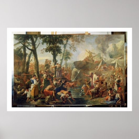 Moses Drawing Water from the Rock (olie op canvas) Poster (Voorkant)
