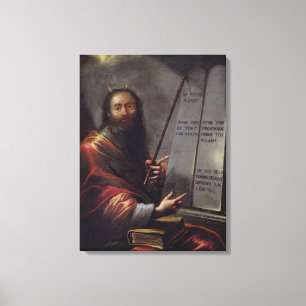 Moses en de tabletten van de wet canvas afdruk