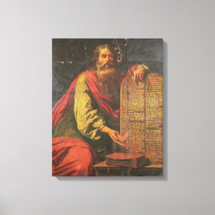 Moses en de tabletten van de wet canvas afdruk
